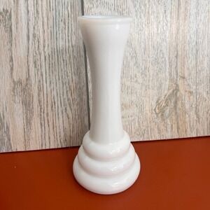 Vintage Randall Milk Glass Bud Vase White beehive Triple Ring Base 6 Inch Decor